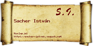 Sacher István névjegykártya